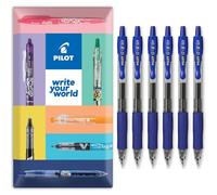 PILOT G-2 - Bolígrafos retráctiles de tinta de gel, punta de punta de 0,7 mm, en paquete de regalo, paquete de 6 unidades, tinta azul
