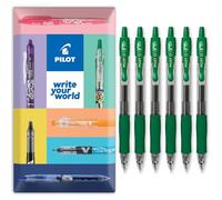 PILOT G-2 - Bolígrafos retráctiles de tinta de gel, punta de punta de 0,7 mm, en paquete de regalo, paquete de 6 unidades, tinta verde