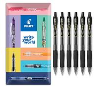 PILOT G-2 - Bolígrafos retráctiles de tinta de gel, punta de punta de 0,7 mm, en paquete de regalo, paquete de 6 unidades, tinta negra
