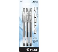 Pilot G-Tec-C Bolígrafo Roller de tinta gel, con punta ultrafina, color Negro 3-Pack (0.4mm - Ultra Fine)