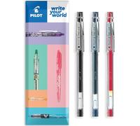 Pilot G-Tec C4 - Bolígrafo de bola de tinta de gel de 0,4 mm - Línea de 0,2 mm - En embalaje de regalo con sobre - Pack de 3 (negro, azul, rojo)