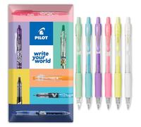 Pilot G2 07 - Bolígrafo de tinta de gel retráctil fina, punta de 0,7 mm, grosor de trazo de 0,39 mm, recargable, paquete de colores surtidos, bl-g2-7 (1 pastel distinto - 6 unidades)
