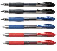 Pilot G2 - Bolígrafos retráctiles de gel, punta fina, 07, paquete con negro, azul y rojo (6)
