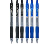 Pilot G2 - Paquete de bolígrafos de gel retráctiles con punta fina en forma de bola de 0,7 mm (6 unidades, colores azul y negro)