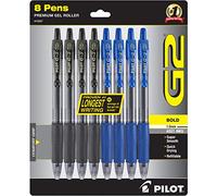PILOT G2 Premium - Bolígrafos de gel de punta redonda, 1 mm, 8 unidades, color negro y azul