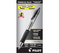 Pilot® G2 Roller Ball Retractable Gel Pen, Black Ink, Ultra Fine, Dozen, Sold as 1 Dozen