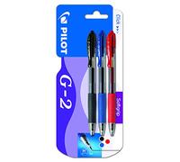 Pilot Pen – Bolígrafos G2 Set de 3, tinta de gel retráctil 0,7 mm recargable – Negro/Azul/Rojo