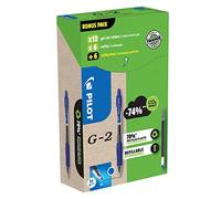 Pilot Pen Bolígrafos G-2 Gel 0,7 mm Azul – 12 bolígrafos y 12 recargas