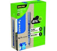 Pilot Greenpack V7 Eco, 0,7 mm, azul, 10 bolígrafos y 30 recargas