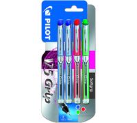 Pilot Hi-Tecpoint V5 Grip Bolígrafo Roller Punta Aguja Tinta Líquida (Pack de 2 Azules, 1 Rojo y 1 Verde)