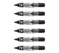PILOT Lot de 6 Marqueurs Rechargeable VBOARD MASTER Begreen Pte Conique Fine Noir