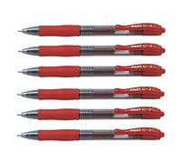 Pilot Lot de 6 Stylos bille à encre gel G2 10, Rouge