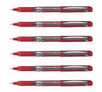 PILOT Lot de 6 Stylos roller à encre Hi-Tecpoint V7 Grip, rouge