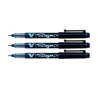 PILOT Lote de 3 bolígrafos de fieltro V Sign Pen (punta media, 0,6 mm), color negro