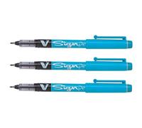 Pilot - Lote de 3 bolígrafos fieltro V- Sign Pen punta de nailon (trazo de 0,6 mm tinta turquesa