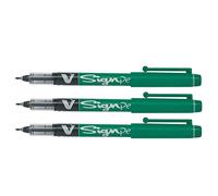 Pilot Lote de 3 bolígrafos fieltro V Sign Pen, punta media 0,6 mm, color verde