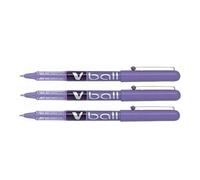 Pilot - Lote de 3 bolígrafos (punta de metal, 0,5 mm tinta líquido violeta V-Ball 05