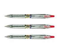 PILOT Lote de 3 bolígrafos retráctiles B2P Ecoball 10, color rojo