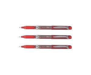 Pilot - Lote de 3 bolígrafos roller Hi-Tec V10 Grip punta de aguja roja