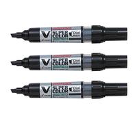 Pilot - Lote de 3 marcadores permanentes recargables V Super Color Begreen punta biselada mediana negra