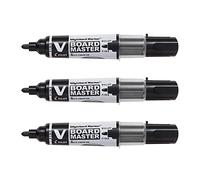 Pilot - Lote de 3 marcadores recargables VBOARD MASTER Begreen punta cónica fina, color negro