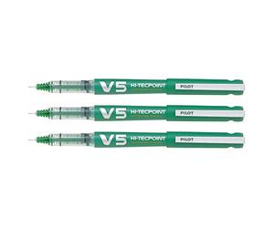 Pilot - Lote de 3 patines recargables V5, tinta líquida Begreen punta fina, color verde