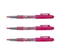 Pilot - Lote de 3 resaltadores de bolsillo con punta biselada, tinta líquida, color rosa