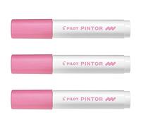 PILOT Lote de 3 rotuladores de pigmento PINTOR, medio, rosa