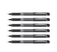 Pilot - Lote de 6 bolígrafos de tinta líquida Hi-Tecpoint V7, agarre mediano, color negro