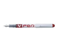 Pilot - Lote de 6 bolígrafos pluma desechables y borrables V-Pen, punta mediana, de color rojo
