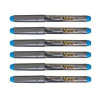 PILOT Lote de 6 plumas desechables V-Pen Silver Pte Medio, color turquesa