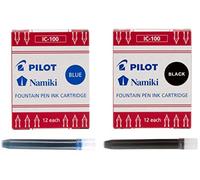 Pilot Namiki IC100 - Cartucho de tinta estilográfica (24 unidades), color negro y azul