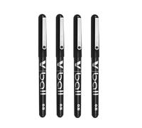 Pilot -Pack 4 VBall 05 - Bolígrafo Roller Tinta Liquida - Negro, Azul y Roja- Punto Fino - Pack de 4 und. en Colores esencial (2 Azul, 1 Negro y 1Rojo) o Pack de un solo color. 4 black