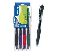 Pilot Pen 2605S4E G2 - Bolígrafo de gel (4 unidades), color negro, rojo, azul y verde