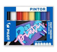 Pilot Pintor Creative - Rotuladores permanentes multisuperficie a base de agua, secado rápido, para telas, vidrio, madera, piedra, bricolaje, artistas aficionados, punta media, paquete de 8 bolígrafos