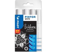 Pilot Pintor, juego de 4 unidades, color blanco, punta de pincel/fina, color blanco, forma redonda, tinta a base de agua