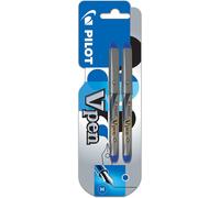 Pilot Pluma Estilográfica VPEN Desechable Cuerpo Plata Tinta Líquida Azul (Pack de 2)