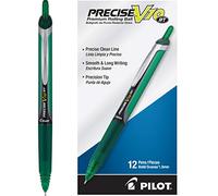 PILOT Precise V10 RT Bolígrafos, punta gruesa de 1.0 mm, tinta verde, paquete de 12