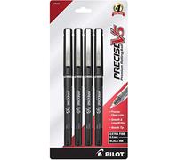 Pilot, Precise V5 - Bolígrafos de tinta líquida con tapa, punta extrafina de 0,5 mm, color negro, paquete de 4