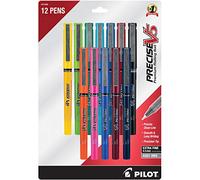 PILOT Precise V5 - Bolígrafos de tinta líquida, punta extrafina (0,5 mm), colores de tinta surtidos, paquete de 12 (31888)