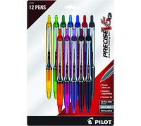 Pilot Precise V5 RT - Bolígrafos de tinta líquida recargables y retráctiles, punta extrafina (0.5 mm), tintas de colores surtidos, paquete de 12 (10364)