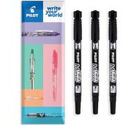 Pilot Rotulador doble - Marcadores permanentes 2 en 1 - Puntas dobles finas y extrafinas - 76% reciclados gama Begreen (negro, paquete de 3)