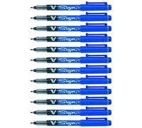 Pilot Rotulador V-SIGN PEN Punta 2mm Visor de Tinta Líquida Azul (Pack de 12)