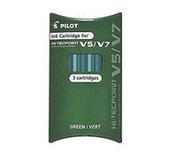 Pilot Pen Cartuchos de tinta V5/V7 Verde para bolígrafos hi-techpoint 3 unidades