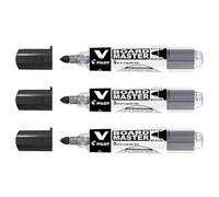 Pilot V Board Master - Lote de 3 rotuladores para pizarra blanca, punta gruesa, color negro