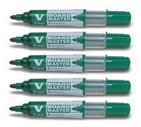 Pilot V BOARD MASTER Rotulador para Pizarra Blanca Recargable Tinta Verde (Pack de 5)