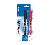Pilot V Sign - Rotulador (3 unidades, punta media de fieltro), color azul, color Rojo-azul-negro