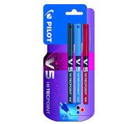 Pilot Pen Rotulador tinta líquida V5 – 3 uds. Negro / Azul / Rojo