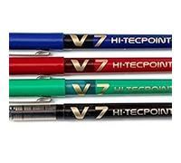 Pilot V7 HI-TECPOINT - Juego de bolÃgrafos roller (4 unidades: 1 negro, 1 azul, 1 rojo y 1 verde)