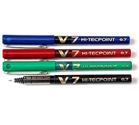 Pilot Pen – Bolígrafos roller V7 HI-TECPOINT – Juego de 4 unidades (negro, azul, rojo, verde)